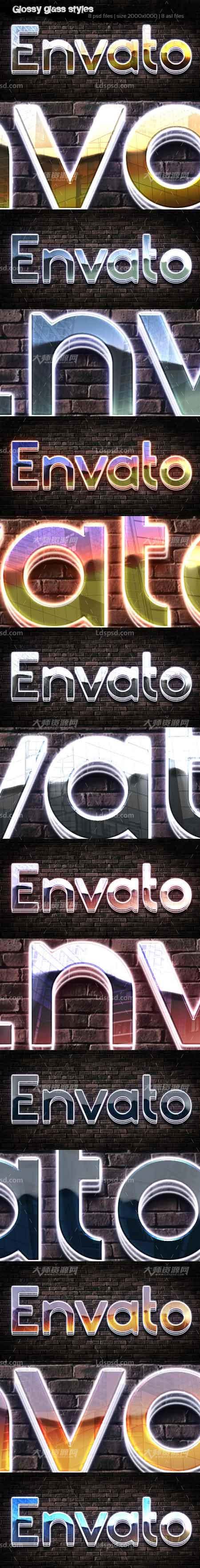 Glossy Glass 3D Style,PS图层样式－8个立体光滑的玻璃质感